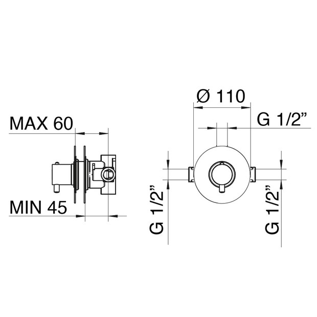 962611XX Palazzani MIDI внешняя часть центрального термостатического смесителя, 1/2"-3/4" 962611XX - фото 12208