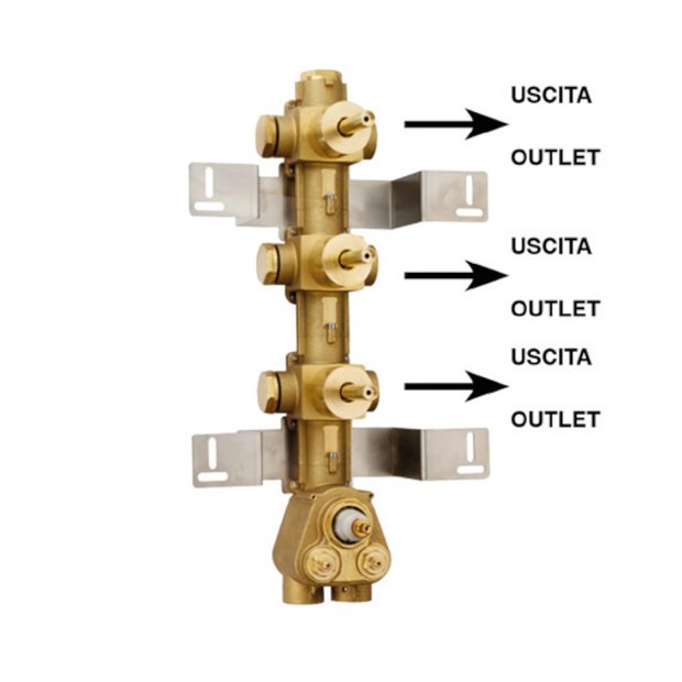 99577702 Palazzani встроенная часть термостатического смесителя для душа на 3 потребителя, 1/2" 99577702