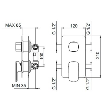 562253XX Palazzani Mis внешняя часть смесителя для душа на 2 потребителя 562253XX