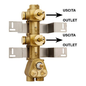 99577602 Palazzani встроенная часть термостатического смесителя для душа на 2 потребителя, 1/2
