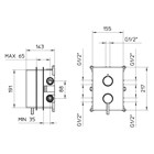 99577502 Palazzani встроенная часть термостатического смесителя для душа на 2 потребителя, 1/2" 99577502